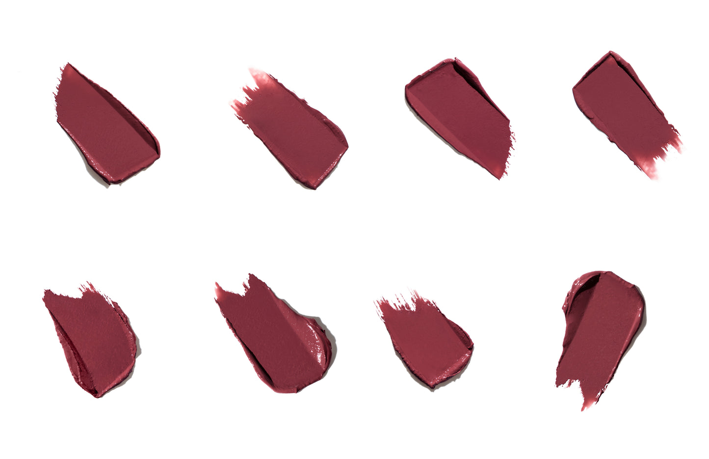 ColorLuxe Hydrating Cream Lipstick swatches showcase rich, dark rose-berry shades with a creamy texture and satin finish, highlighting its hydrating, comfortable wear.