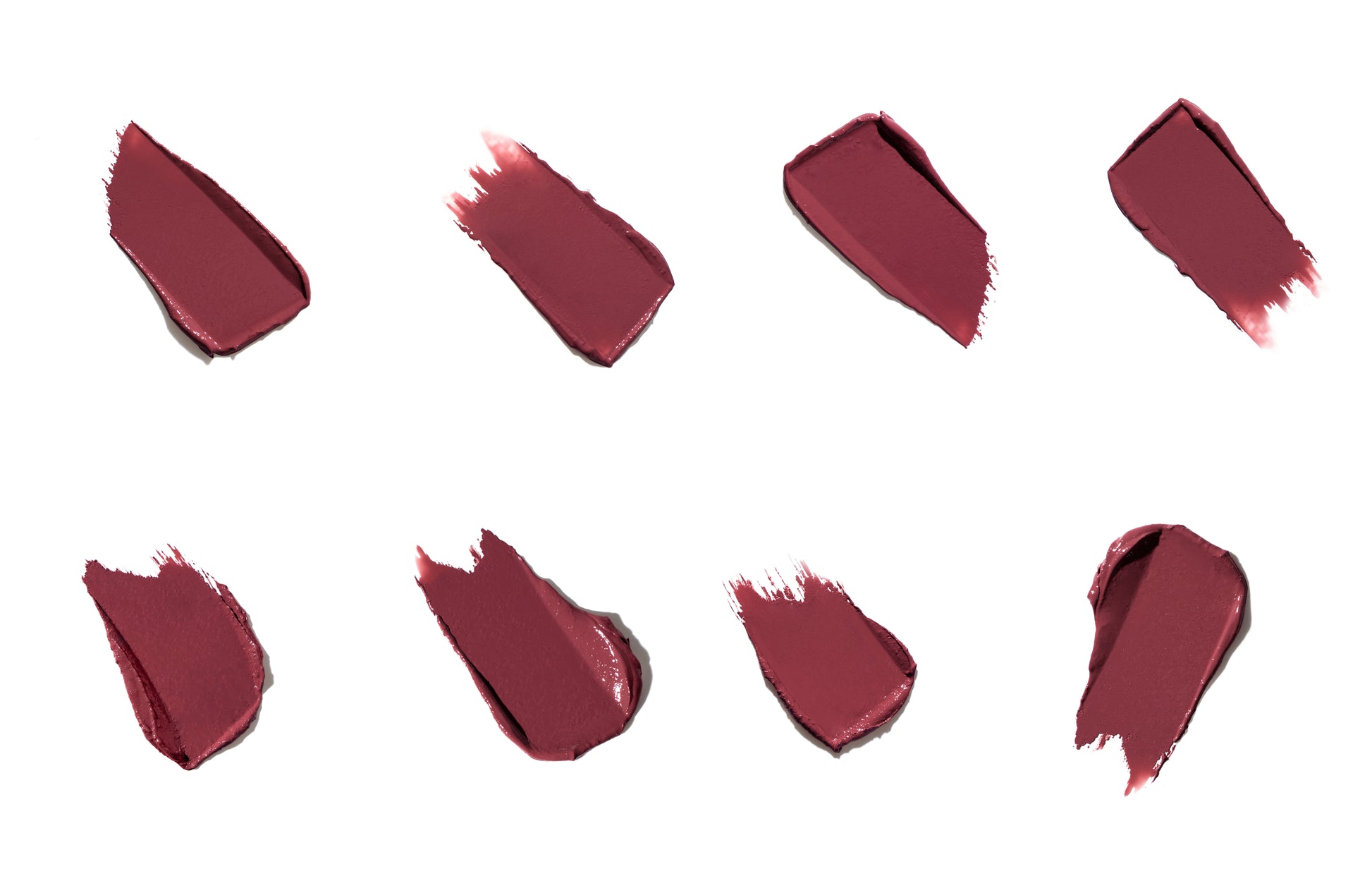 ColorLuxe Hydrating Cream Lipstick swatches showcase rich, dark rose-berry shades with a creamy texture and satin finish, highlighting its hydrating, comfortable wear.