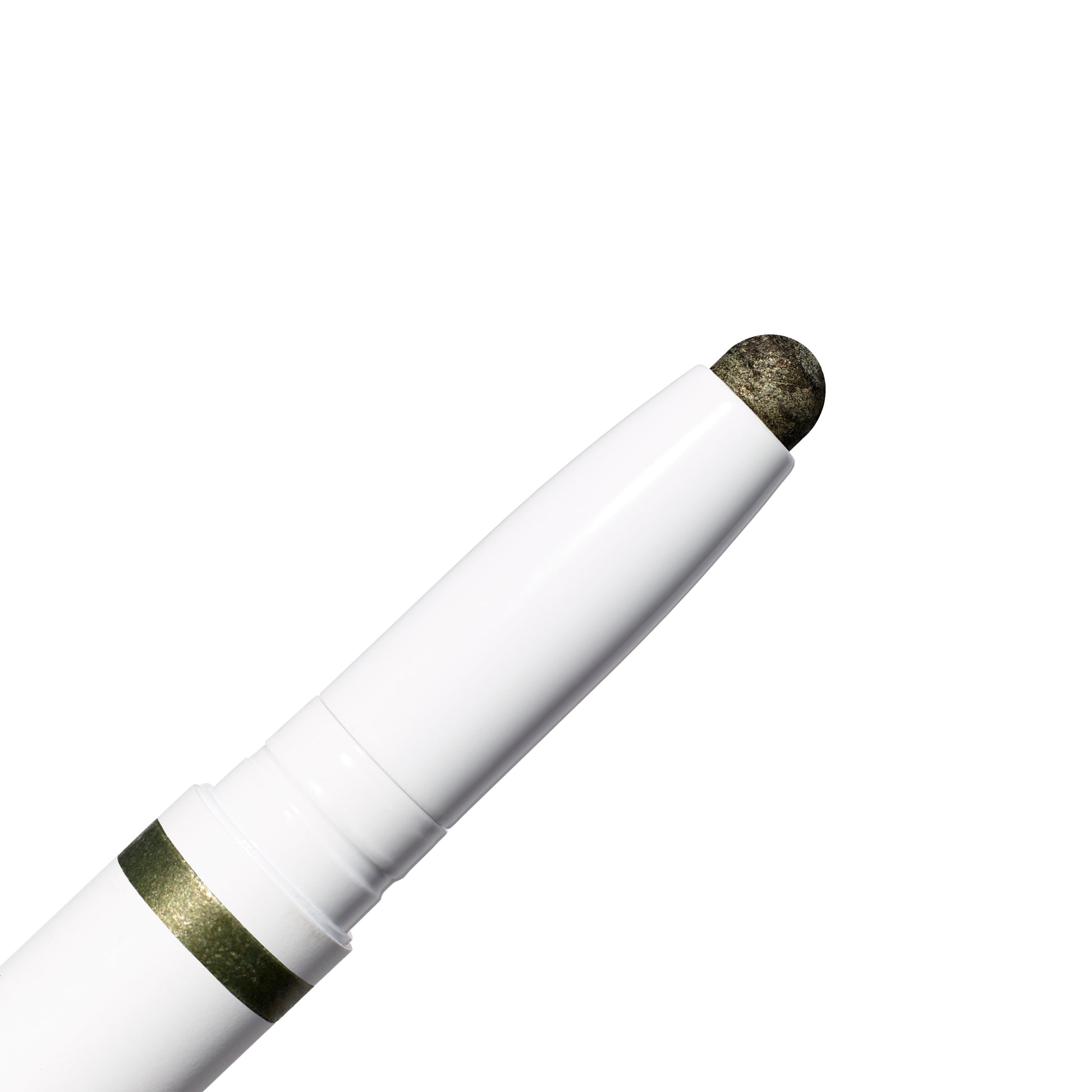 ColorLuxe Eye Shadow Stick with an olive-green tip, offering blendable, long-wearing color for effortless application without brushes, ideal for varied eye looks.