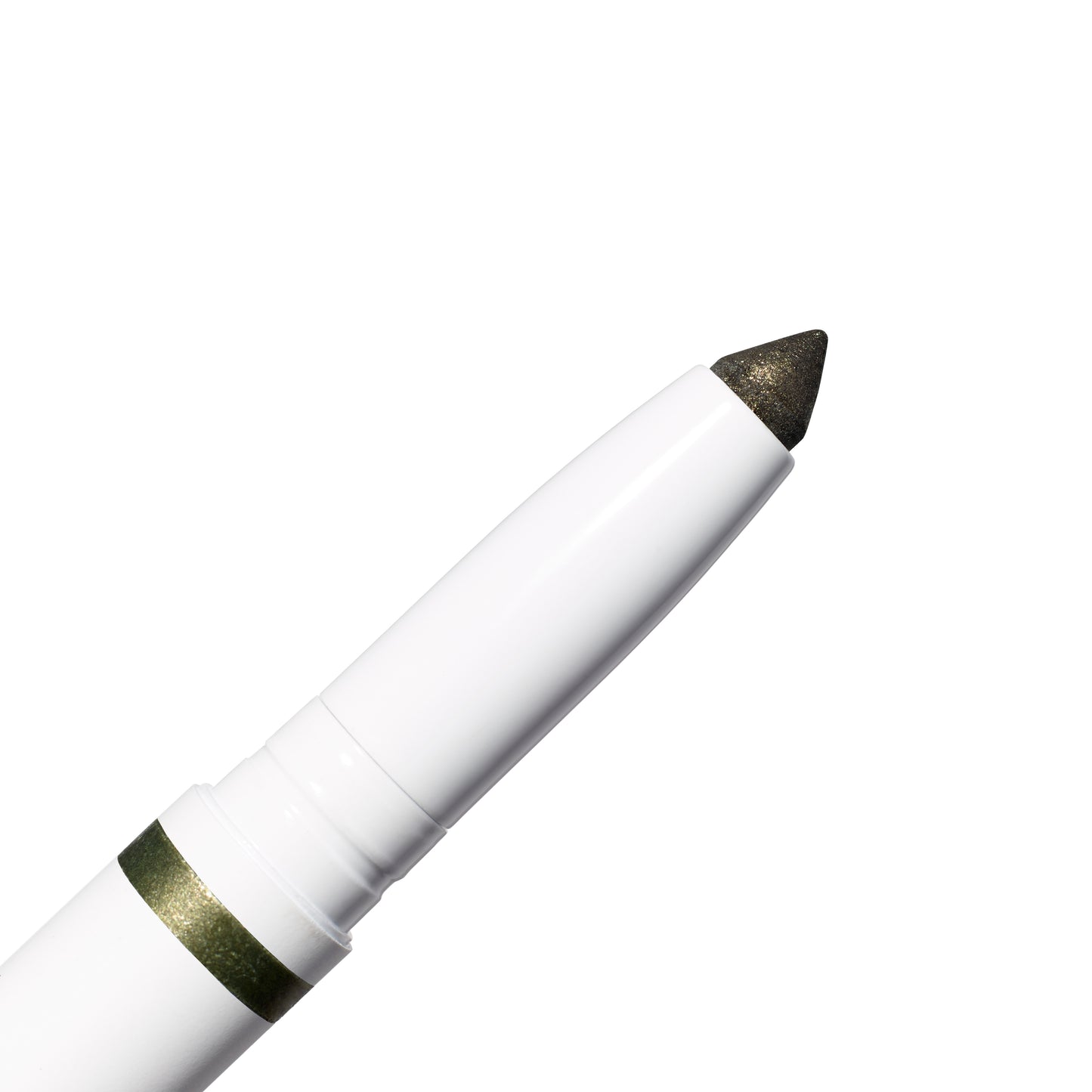 ColorLuxe Eye Shadow Stick: creamy dark-green/bronze crayon with metallic band, offering blendable, long-wearing color for effortless, brush-free application.