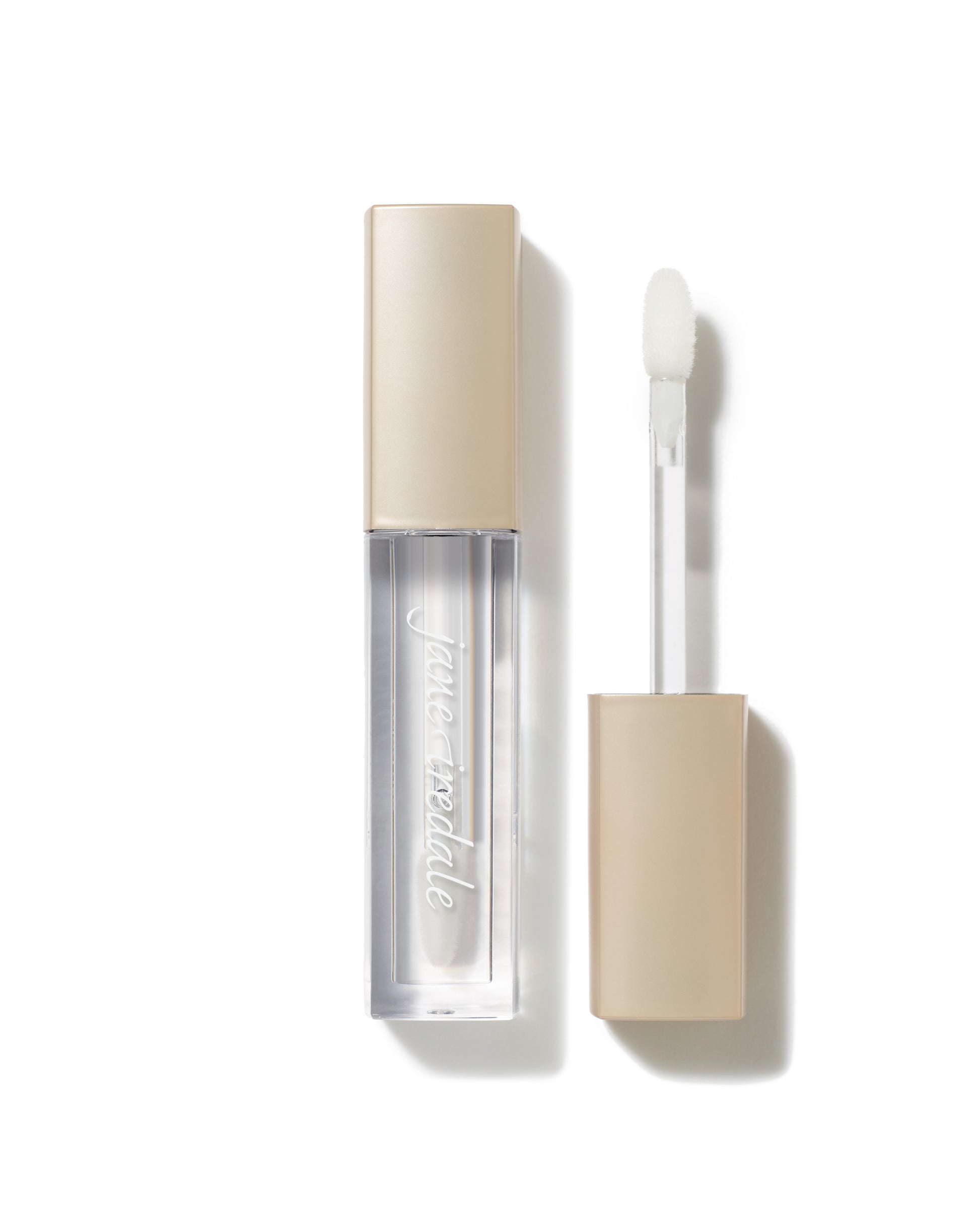 Jane Iredale ColorLuxe High Impact Lip Glaze tube with a doe-foot applicator, offering high pigmentation and a glossy finish for bold, comfortable wear.