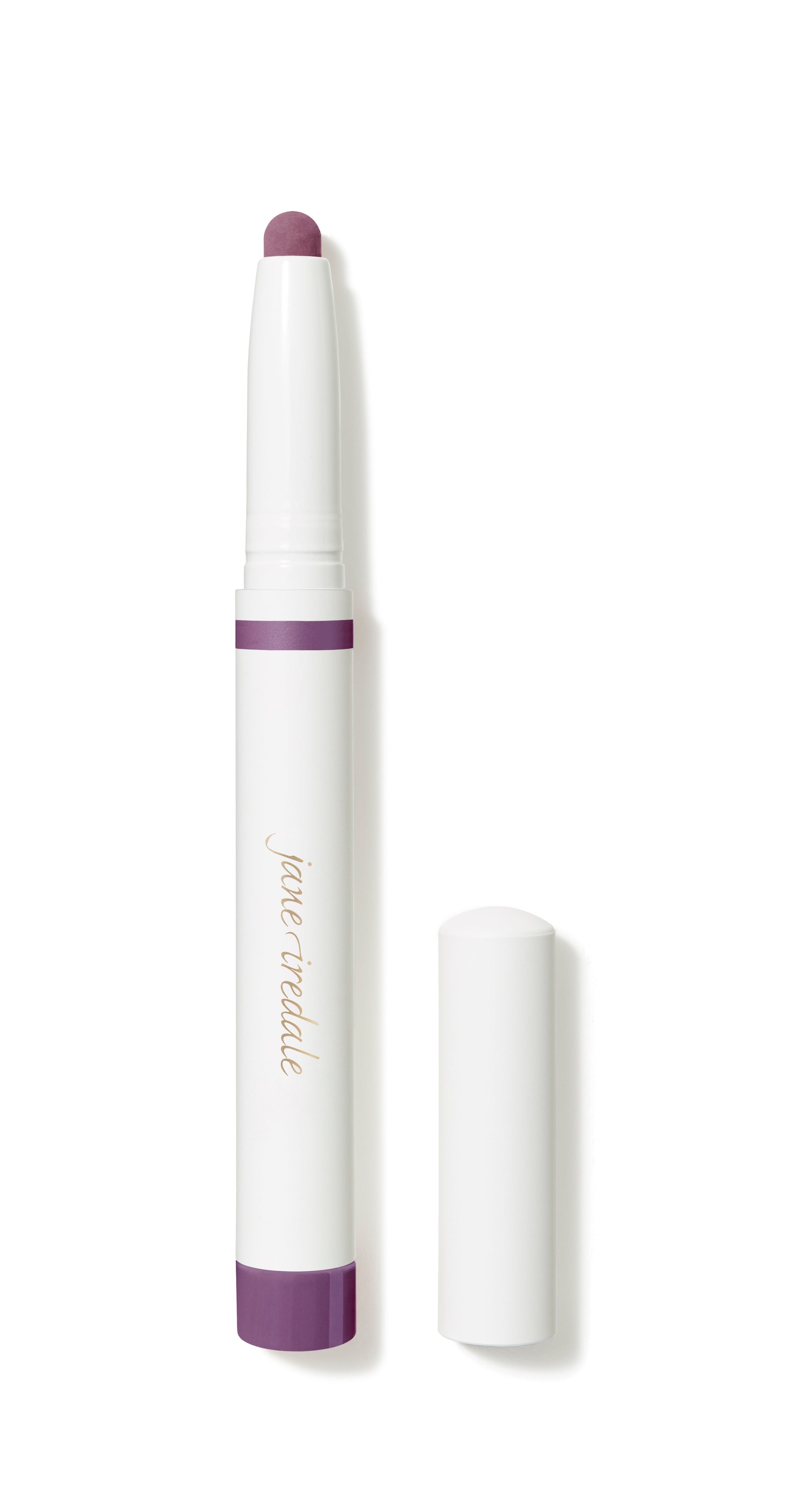 ColorLuxe Eye Shadow Stick with purple tip, twist-up design, and cap beside; creamy texture for easy, brush-free application and long-lasting wear from Beauty Shop Bellaire.