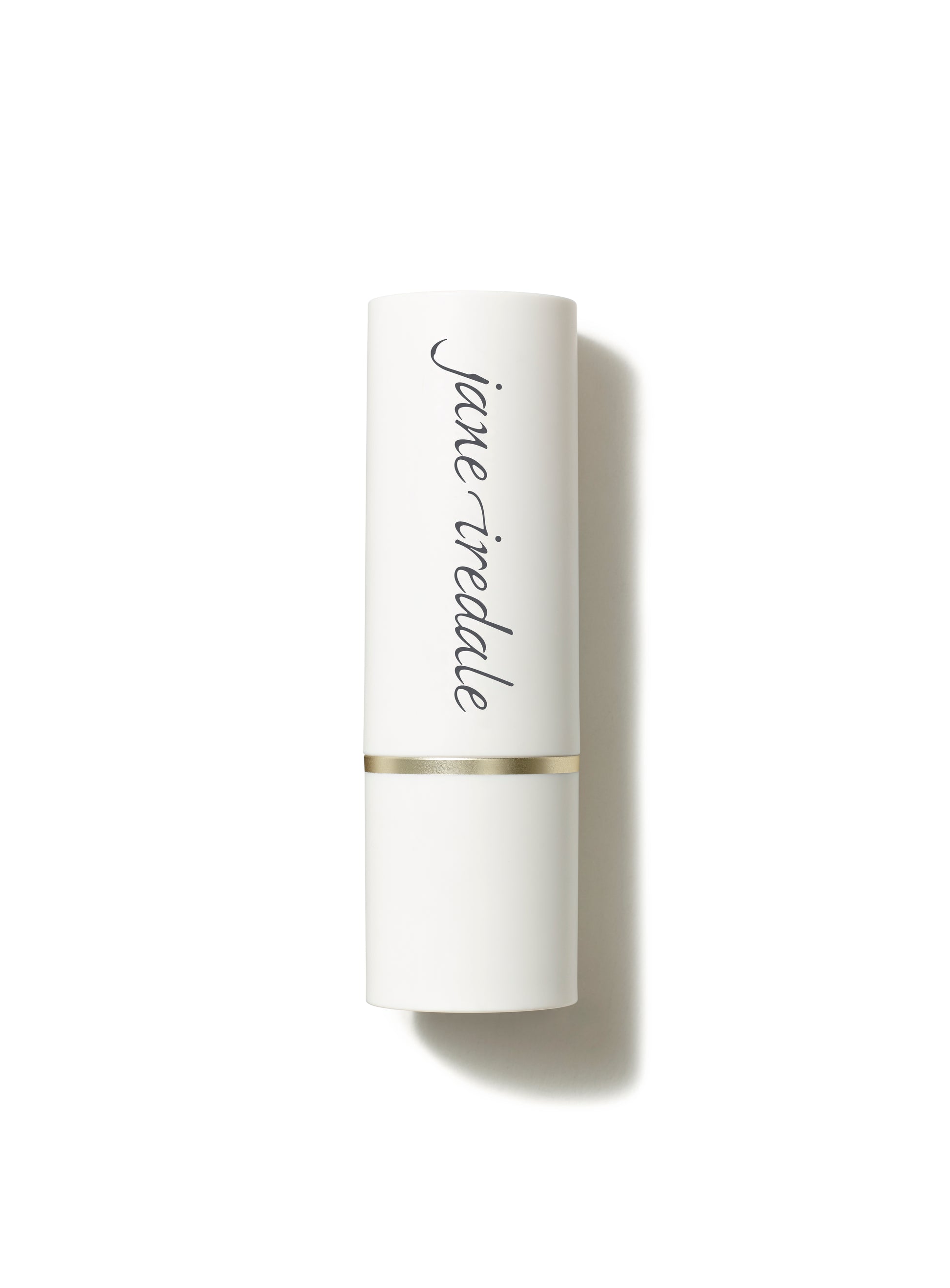 Glow Time® Blush Stick by jane iredale, a cylindrical white cosmetic stick with a gold band, offers a creamy, buildable formula for a natural, lasting flush.
