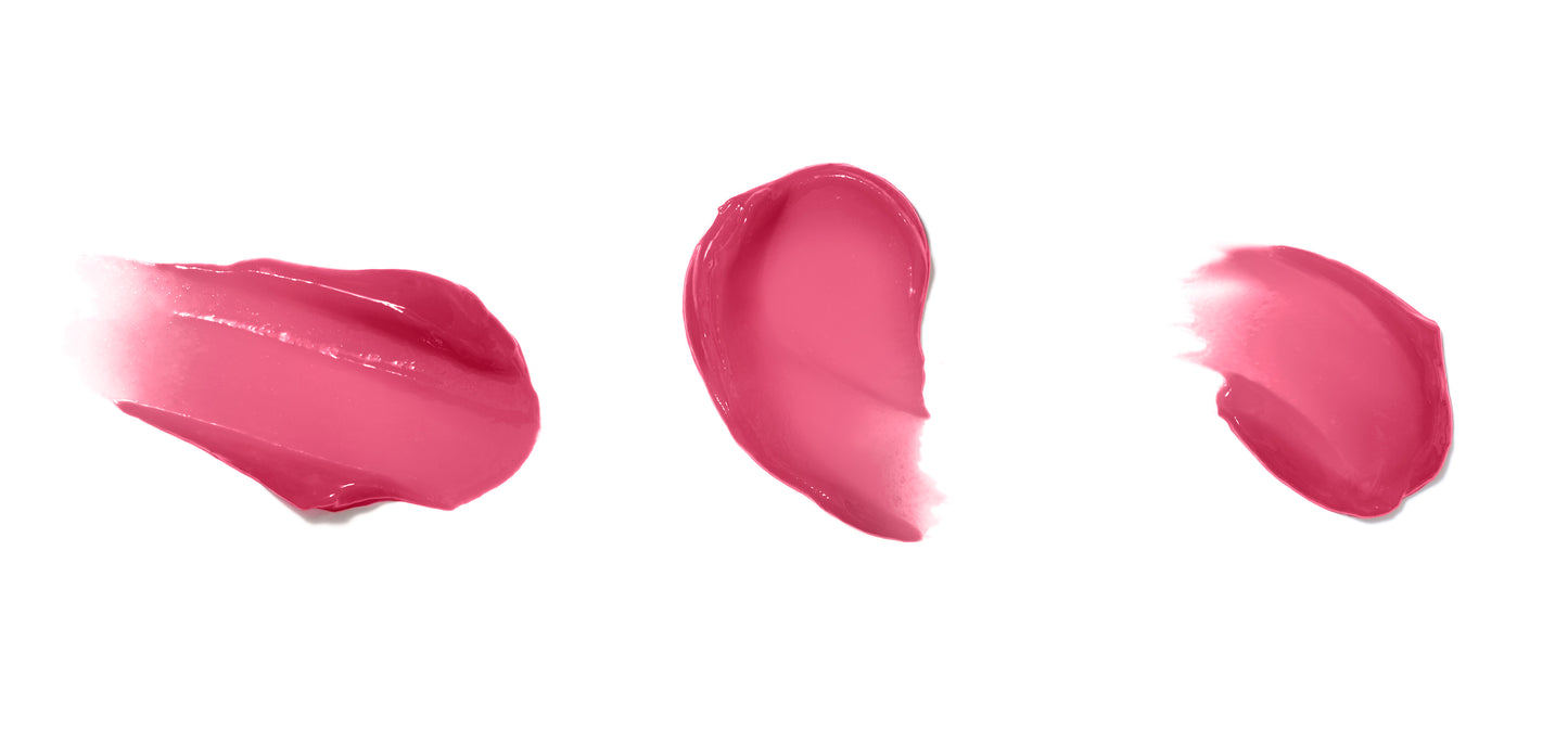 HydroPure™ Hyaluronic Acid Lip Gloss swatches display a glossy, creamy texture, highlighting its hydrating and plumping qualities, perfect for a high-shine, non-sticky finish.
