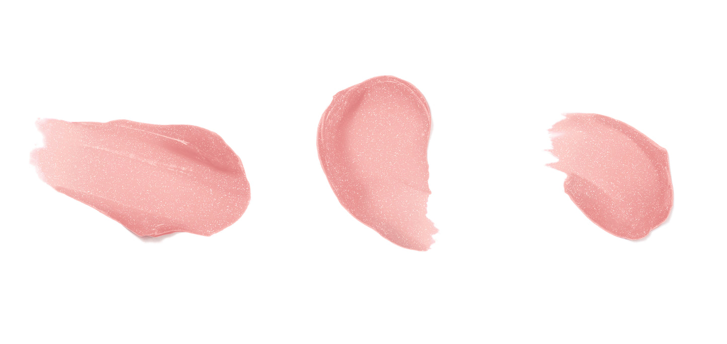 Three swipes of HydroPure™ Hyaluronic Acid Lip Gloss, showcasing its high-shine, hydrating, and plumping formula for fuller, luscious lips.