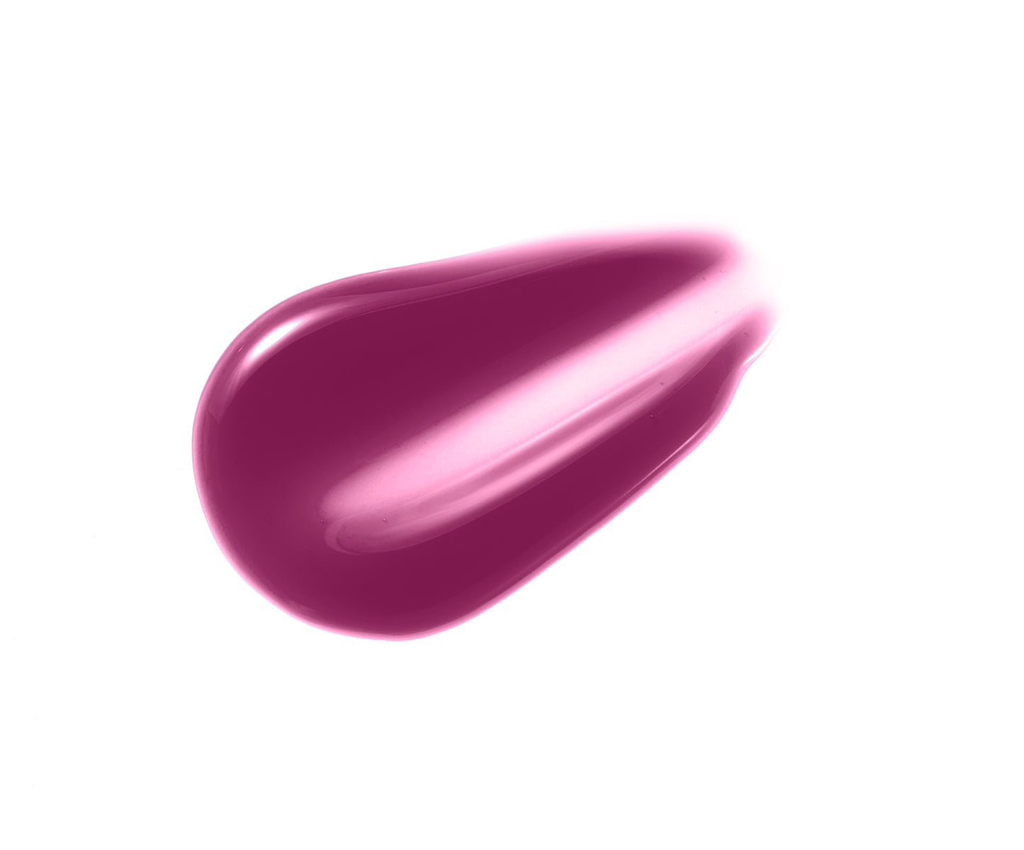 ColorLuxe High Impact Lip Glaze swatch shows glossy, deep pink-magenta, demonstrating vibrant pigmentation and shine, suitable for a bold, nourishing lip look.