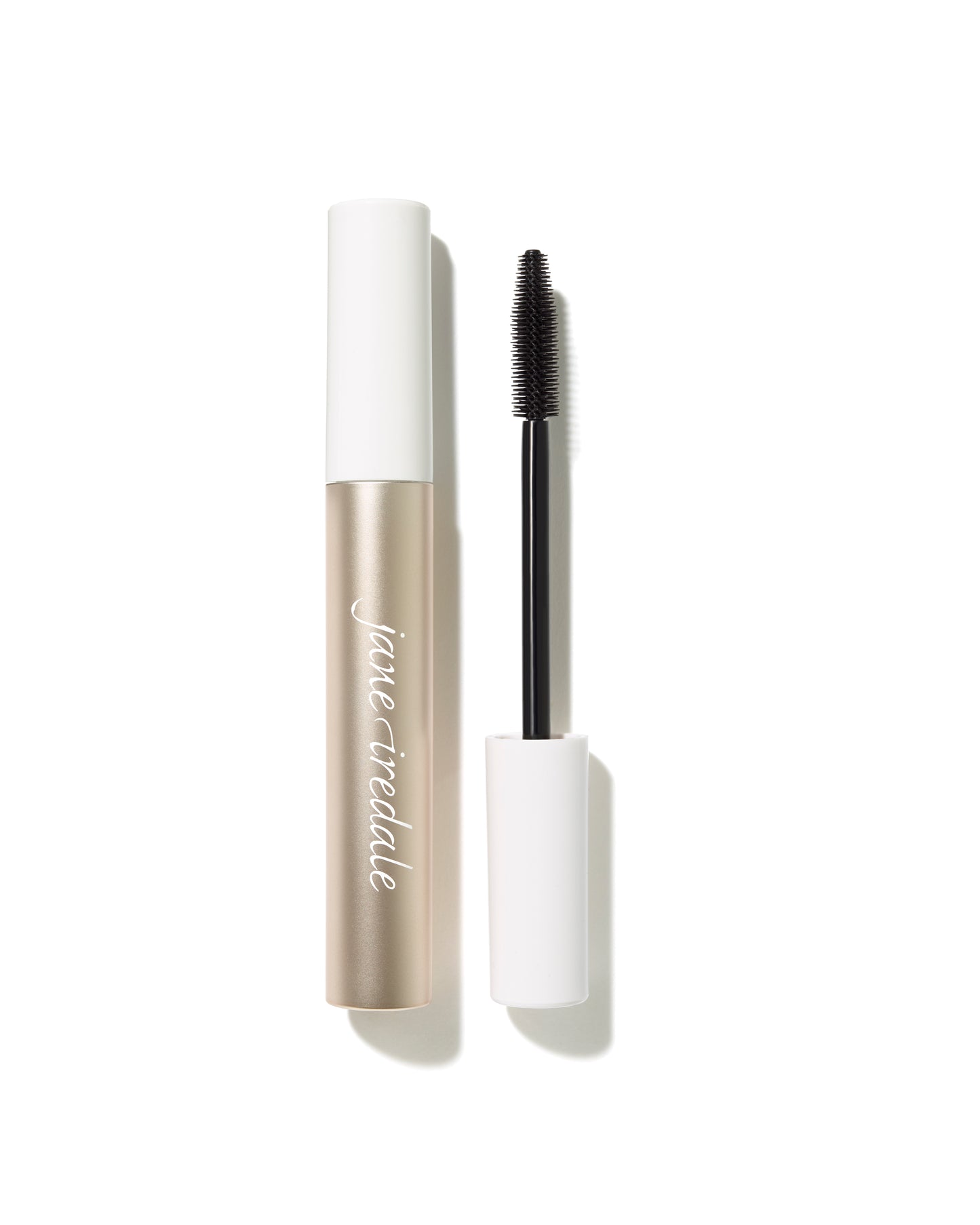 Lash Fixation Length & Definition Tubing Mascara with bristled wand, showcasing its gold tube and white cap for lengthened, smudge-proof lashes.