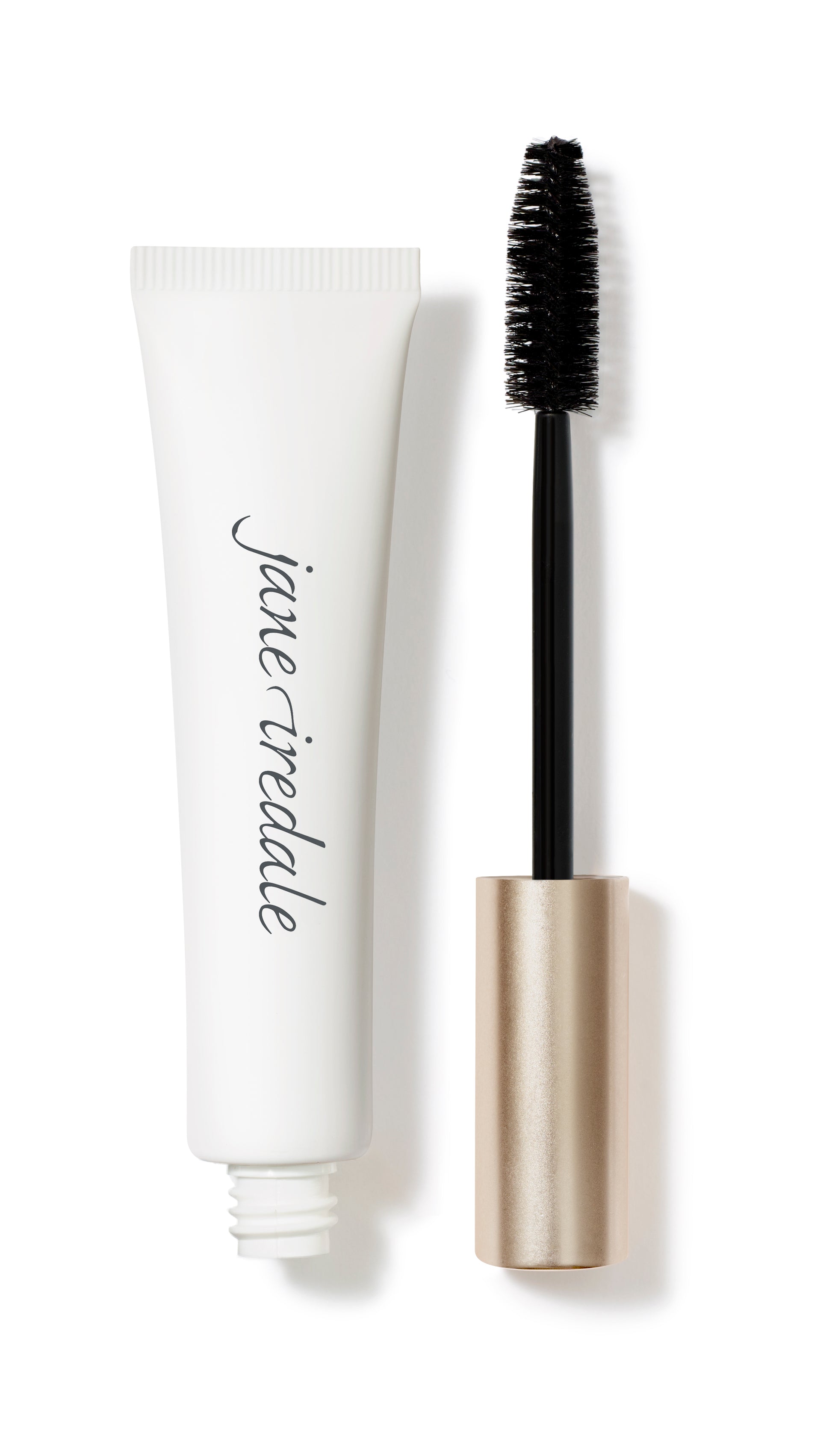 Jane Iredale Longest Lash Thickening and Lengthening Mascara tube with brush applicator, showcasing dramatic, lash-enhancing properties with conditioning benefits.