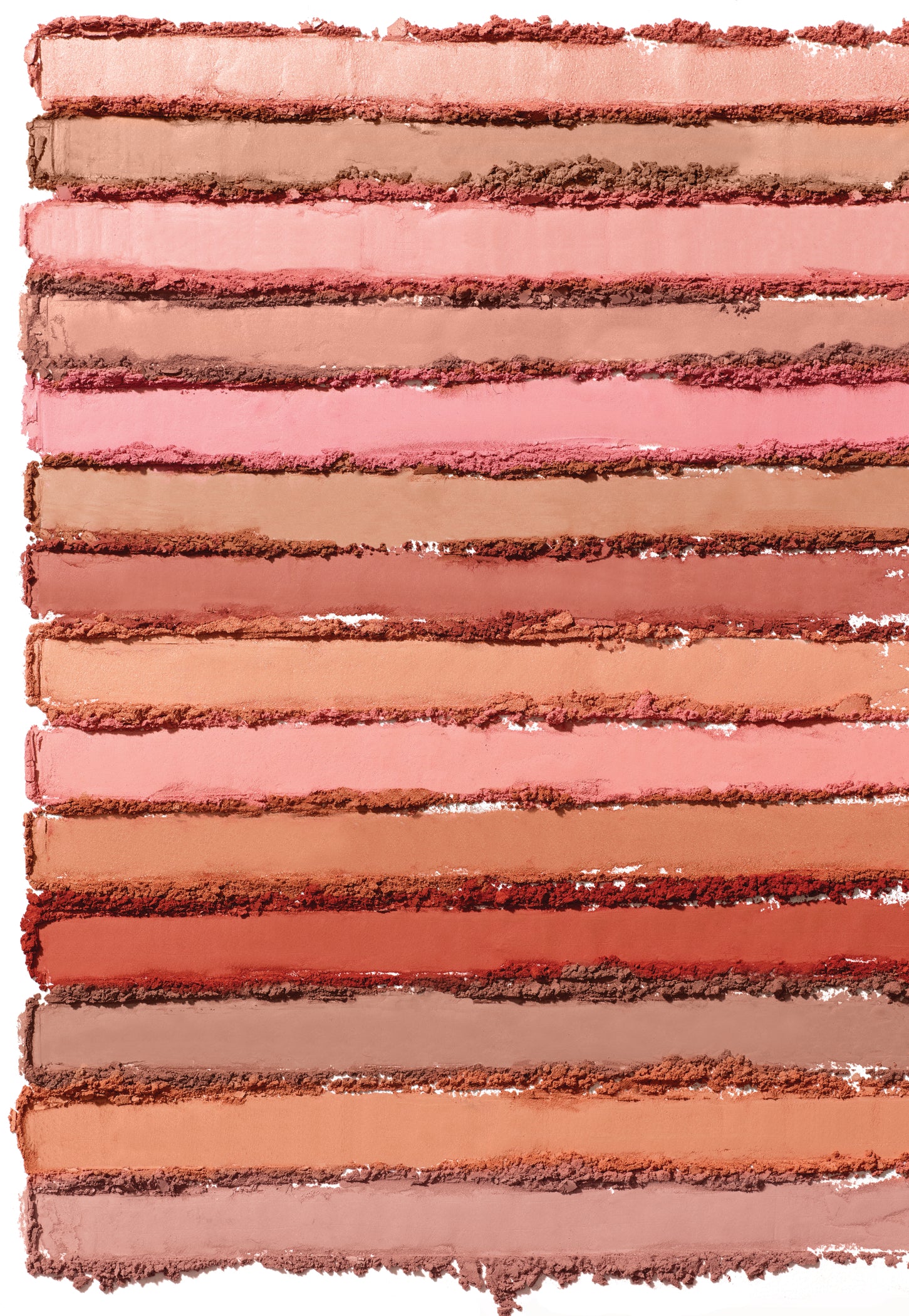 PurePressed® Blush swatches display silky, buildable mineral formula in rosy and nude tones, highlighting the natural, lasting finish and skin-beneficial ingredients.