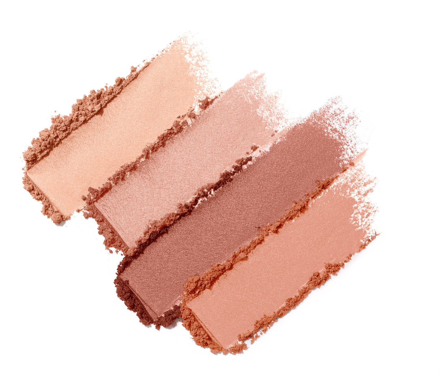 PureBronze™ Shimmer Bronzer Palette Refill features diagonal swipes of four powder shades in peachy-beige to muted rose, ideal for radiant, versatile makeup application.
