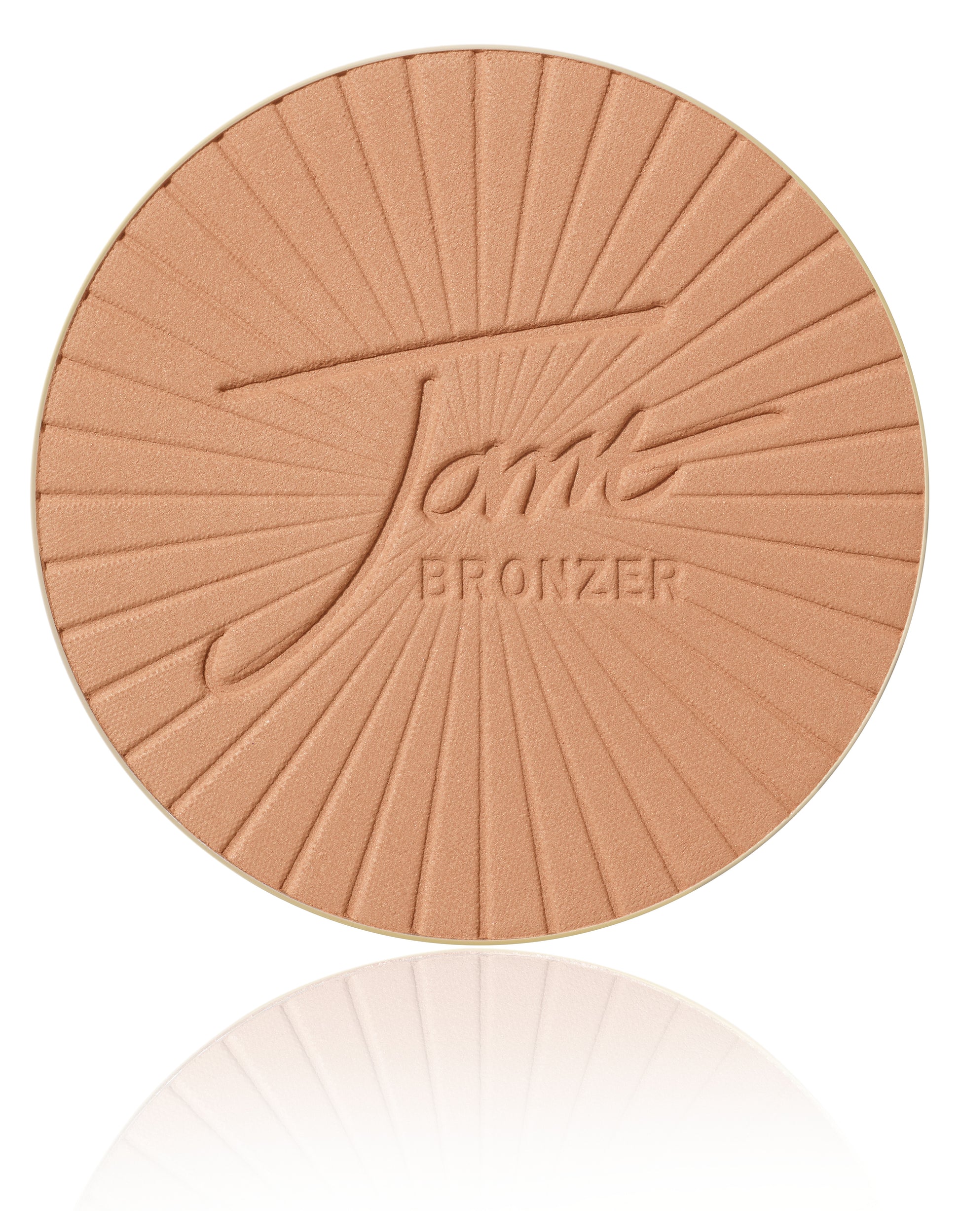 PureBronze™ Matte Bronzer Powder Refill: Circular compact with embossed sun-ray design and Bronzer text, ideal for natural, shimmer-free contouring and bronzing.