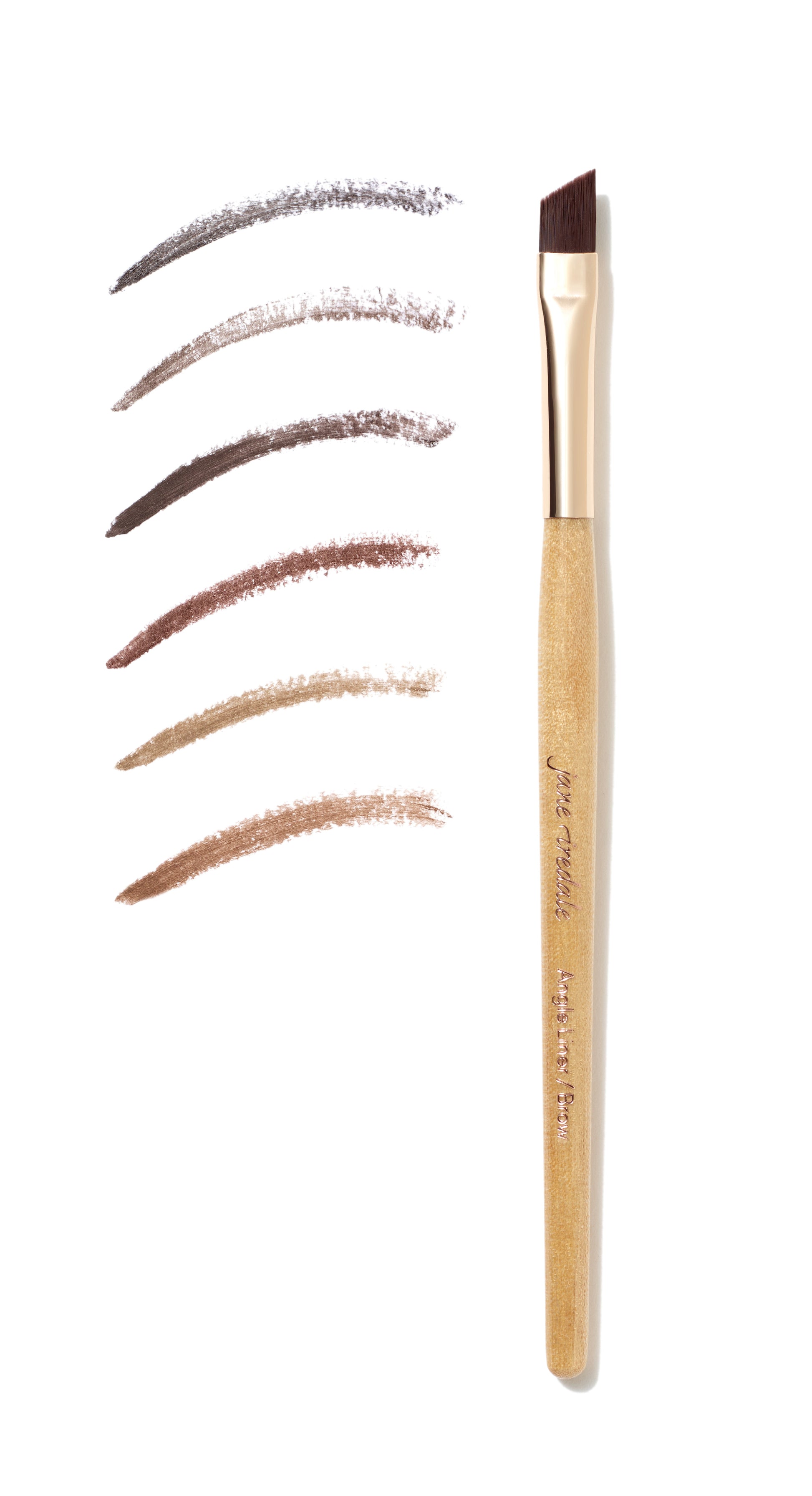 Angled PureBrow® Brow Powder brush with six neutral shade swatches, showcasing buildable and blendable brow definition for natural or polished looks.