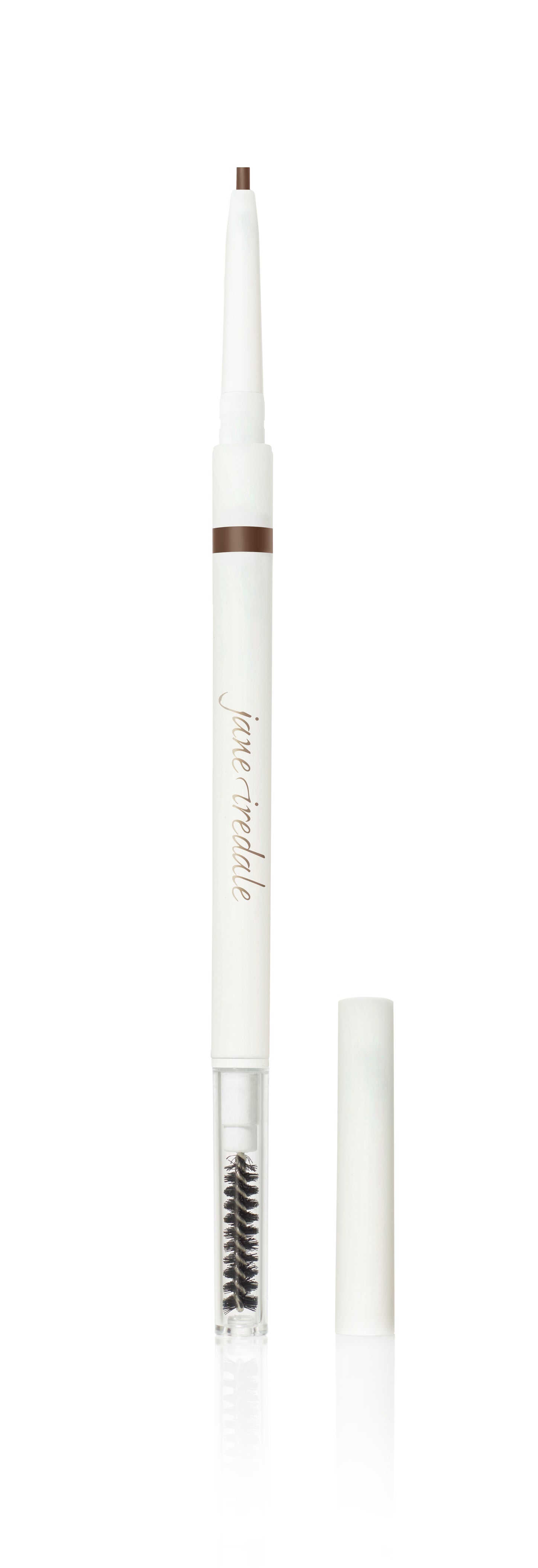 PureBrow® Precision Pencil by Jane Iredale, featuring a retractable micro-tip brow pencil and a clear-handled spoolie brush, ideal for natural, hair-like brow strokes.