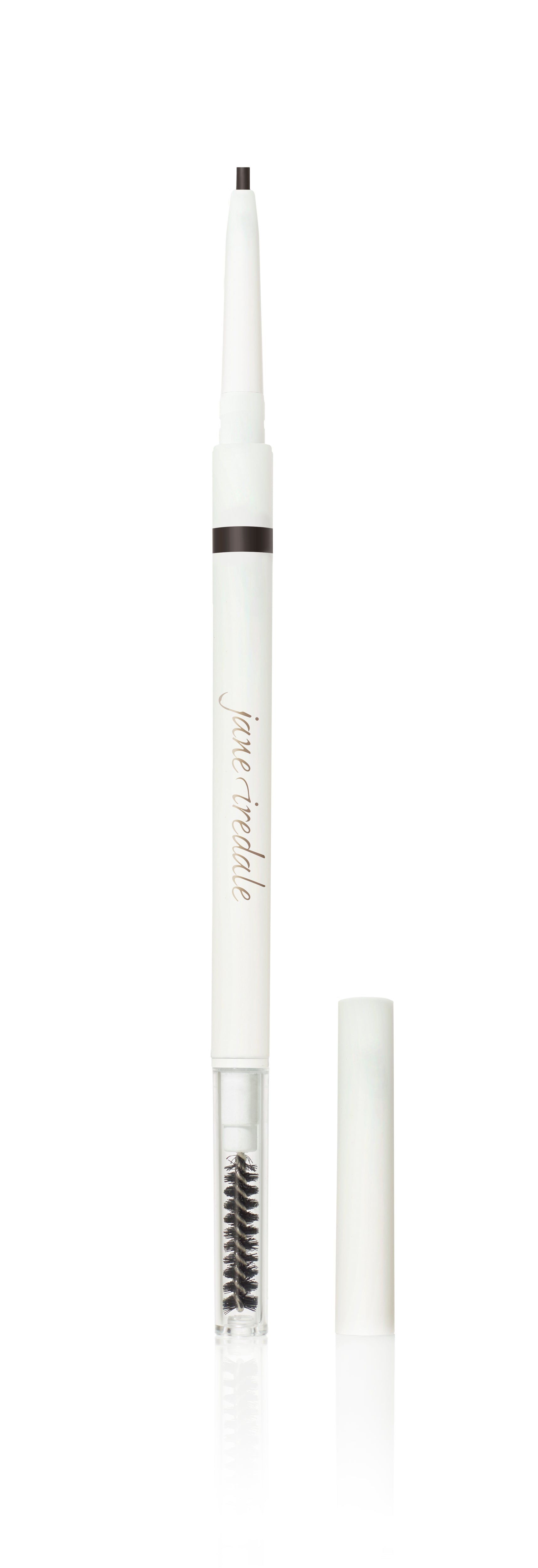 PureBrow® Precision Pencil by Jane Iredale, featuring a dual-ended design with retractable micro-tip brow pencil and spoolie brush for creating natural, full-looking brows.