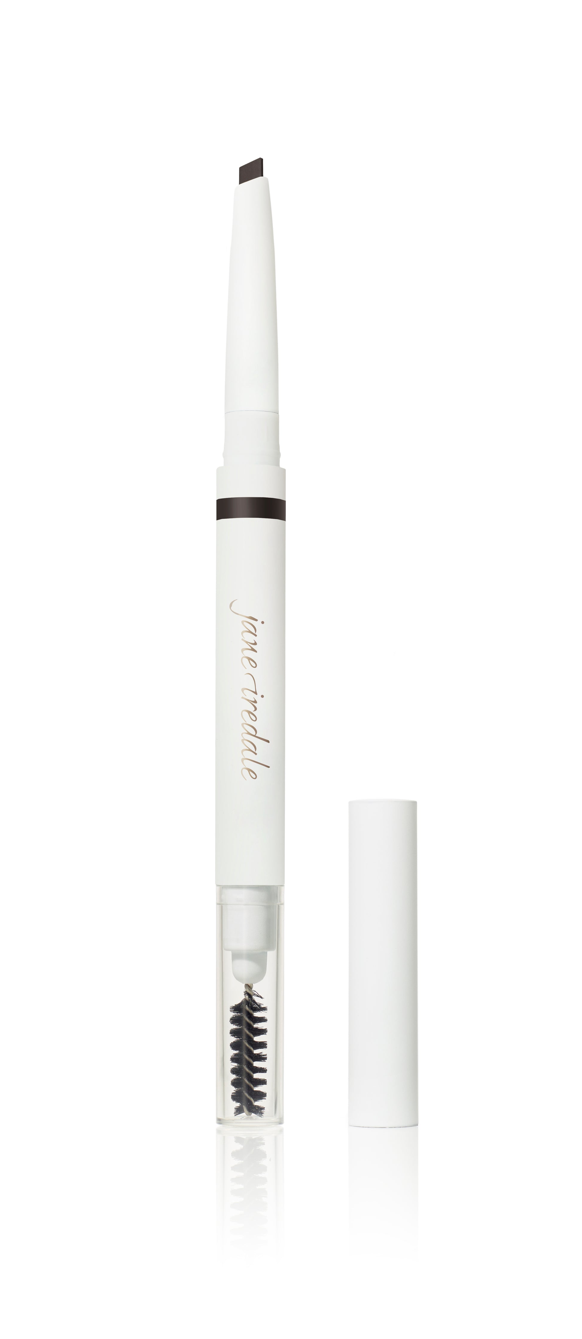 PureBrow® Shaping Pencil by Jane Iredale: dual-ended tool with a dark brown brow pencil and spoolie brush for precise shaping and grooming.