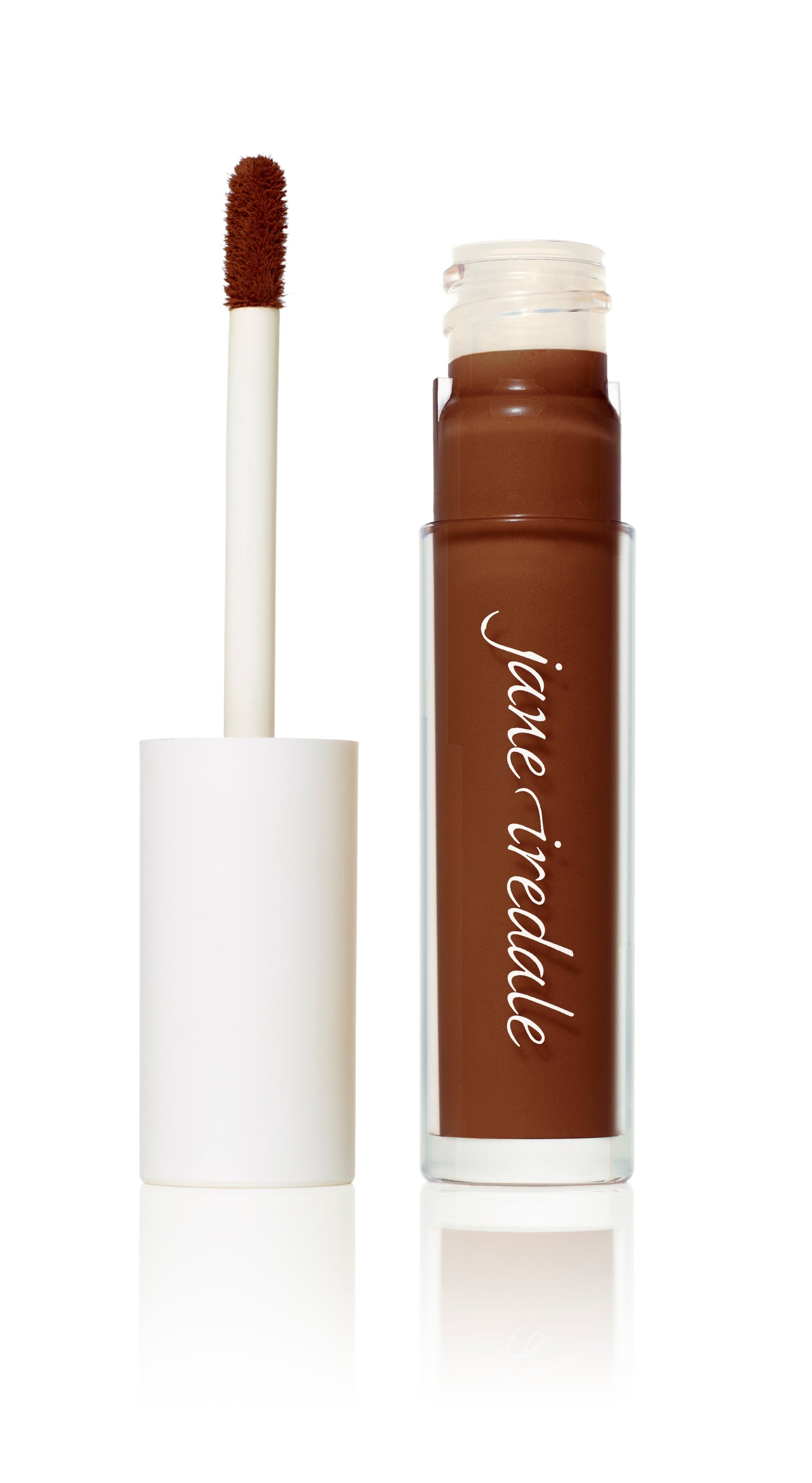 PureMatch™ Liquid Concealer by jane iredale, a clear tube with doe-foot applicator, offers buildable, natural coverage, available in 16 inclusive shades.