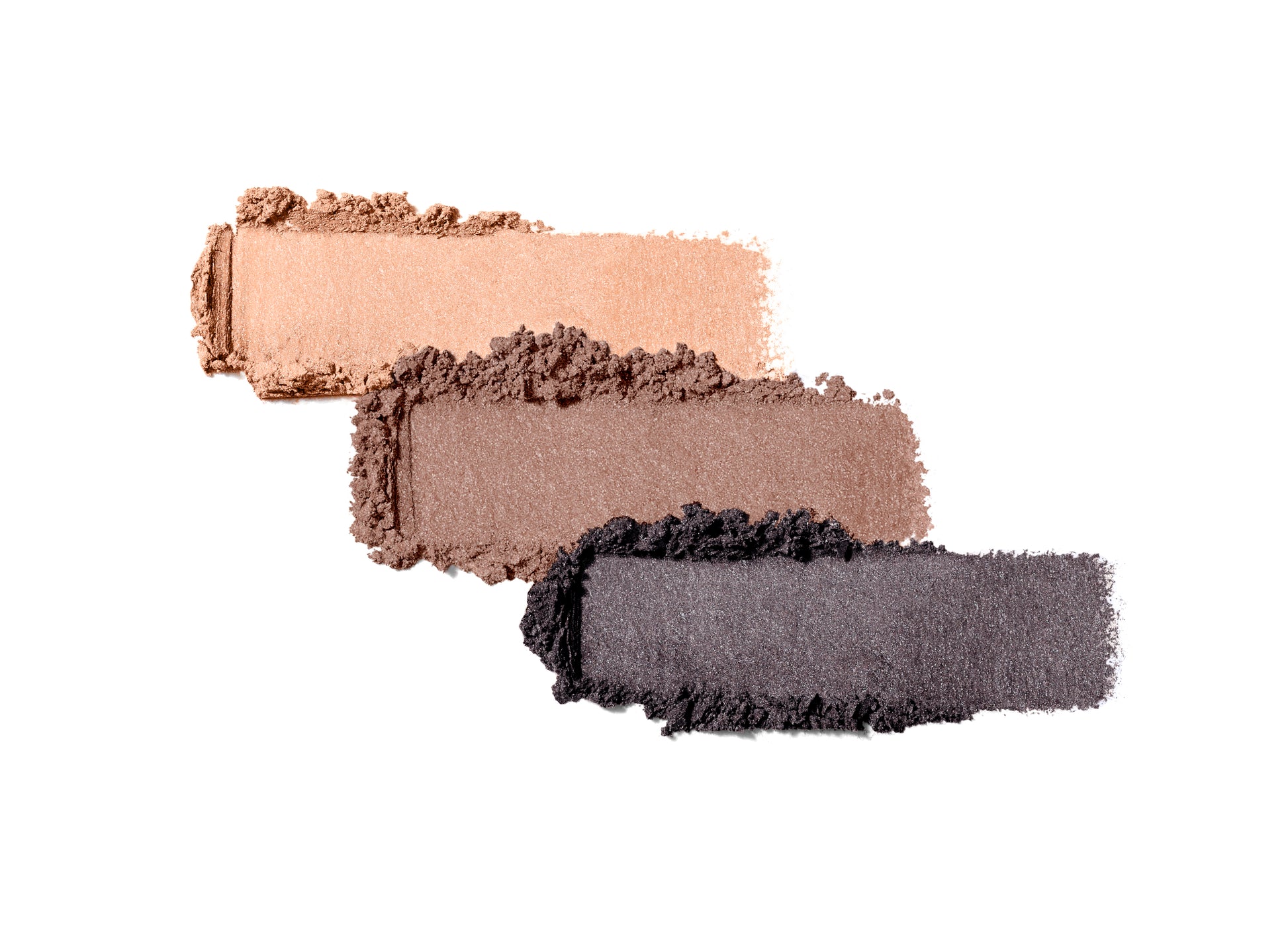 PurePressed® Eye Shadow Triple displayed with four crushed swatches, showcasing its versatile, talc-free formula in harmonized neutral tones for endless eye looks.