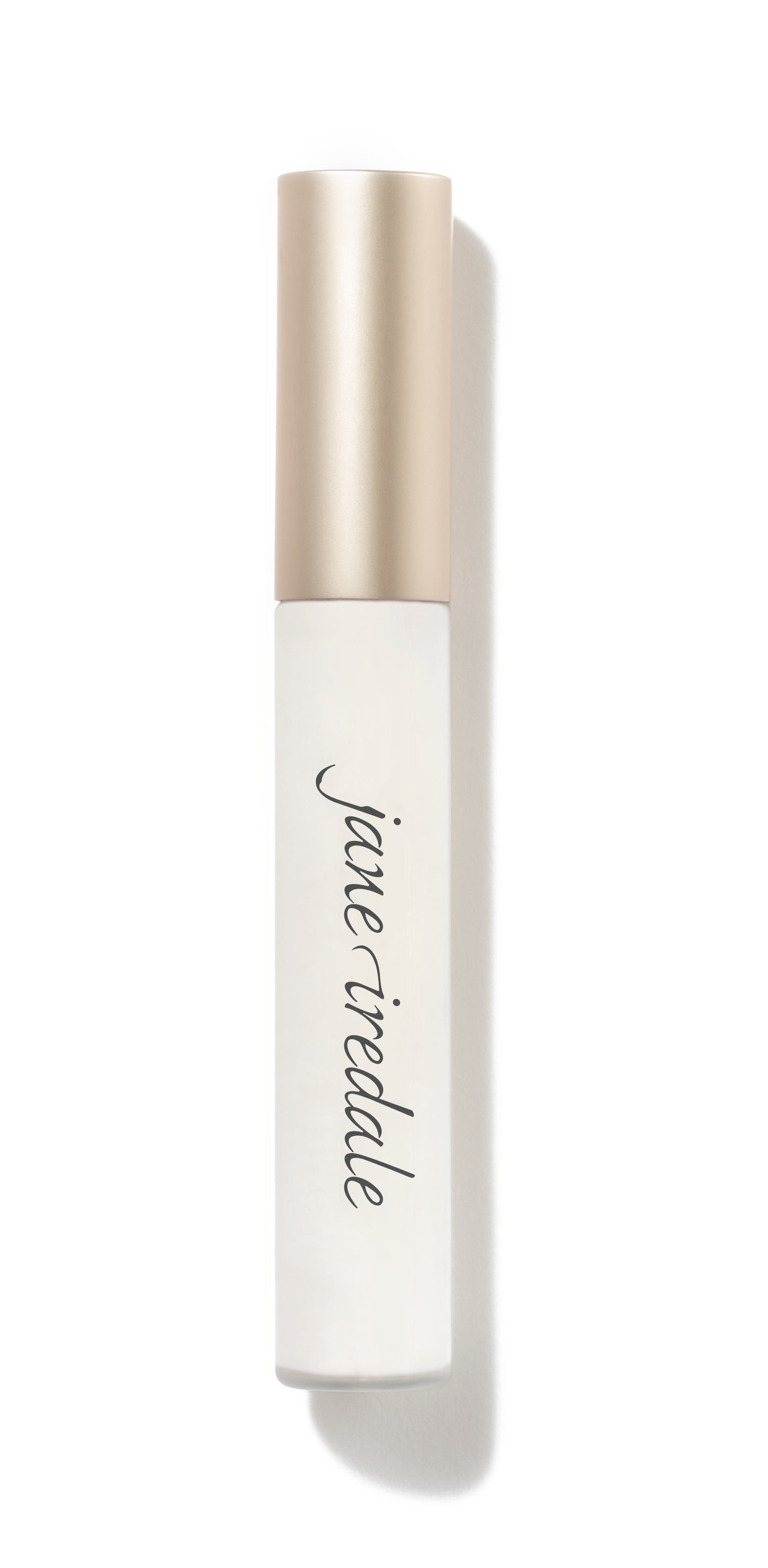 Jane Iredale PureLash® Lash Extender & Conditioner in frosted tube with gold cap, primes lashes, lengthens, thickens, conditions, and can be worn alone at night.