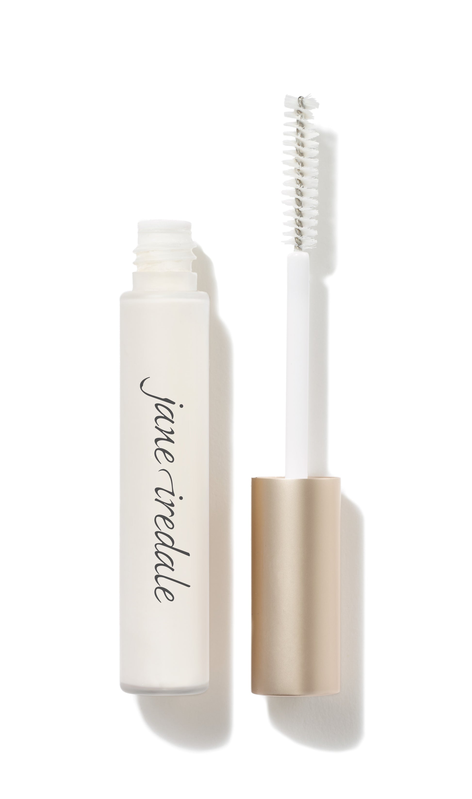 Jane Iredale's PureLash® Lash Extender & Conditioner with spoolie applicator, featuring strengthening and nourishing ingredients for enhanced lashes and brows.