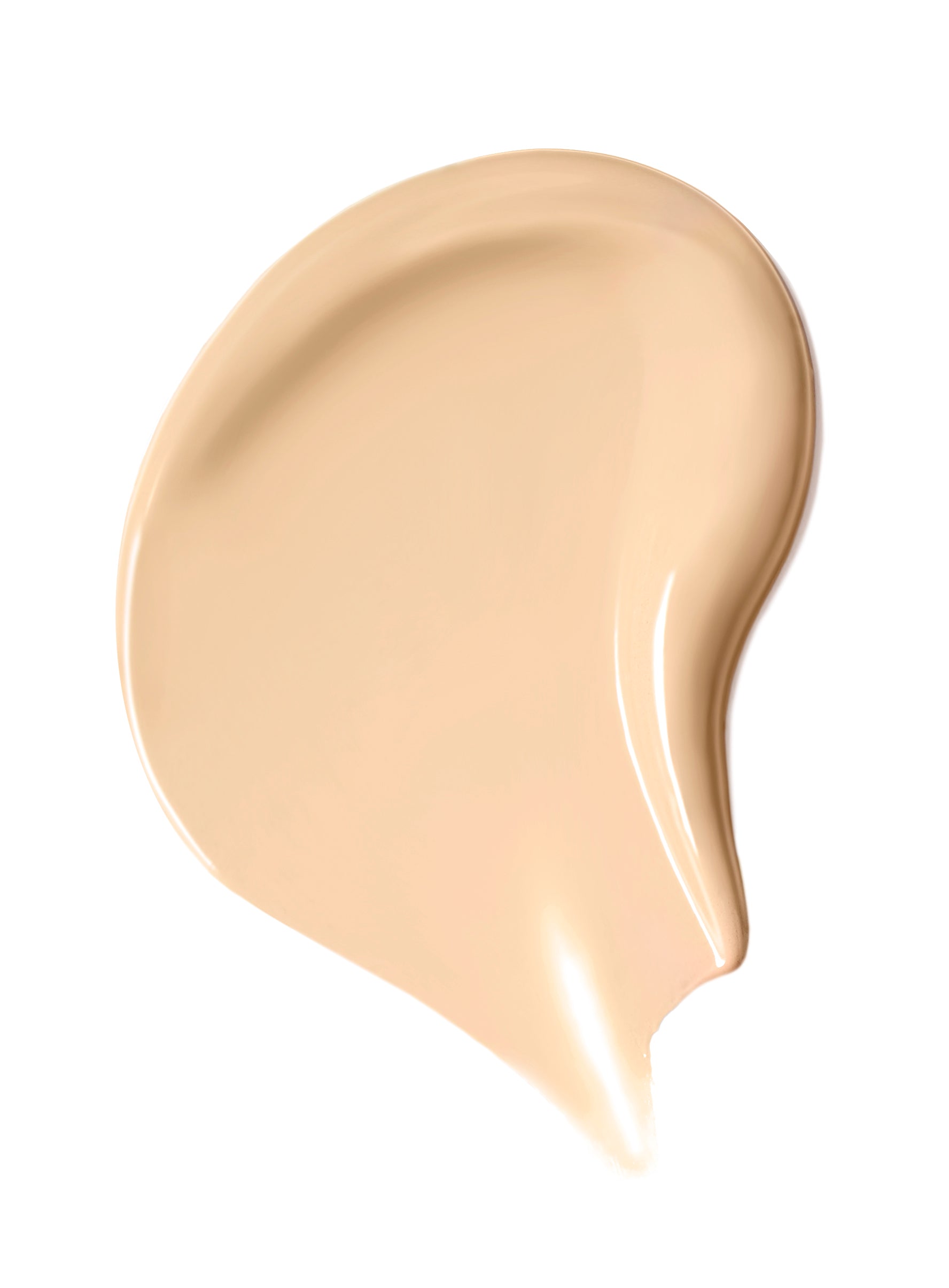 Teardrop-shaped smear of Skintuition SPF 30 Radiance-Boosting Liquid Foundation, showcasing its smooth, luminous texture and nourishing formula with skincare benefits.