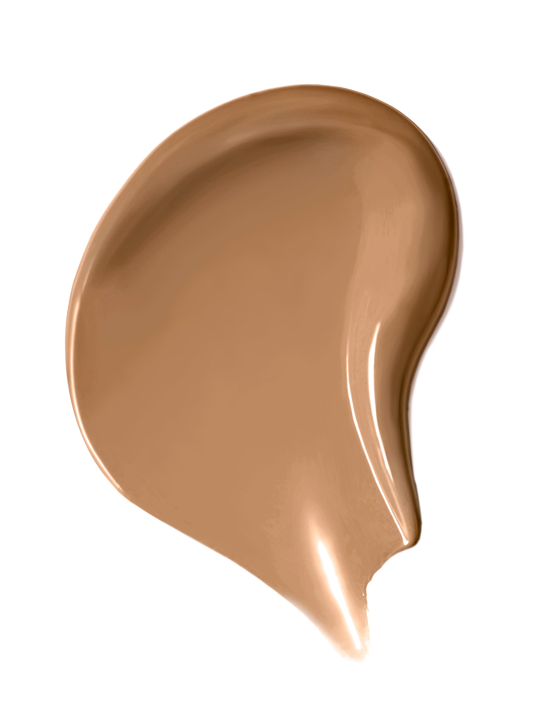 Skintuition SPF 30 Radiance-Boosting Liquid Foundation swatch, showcasing its creamy texture and medium brown shade, highlighting buildable coverage and skincare benefits.