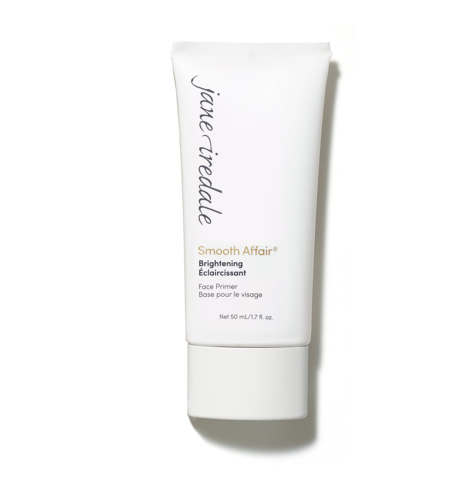 Jane Iredale Smooth Affair® Brightening Face Primer, 50 mL tube, enhances skin radiance, hydrates, smooths fine lines, and preps for long-lasting makeup.