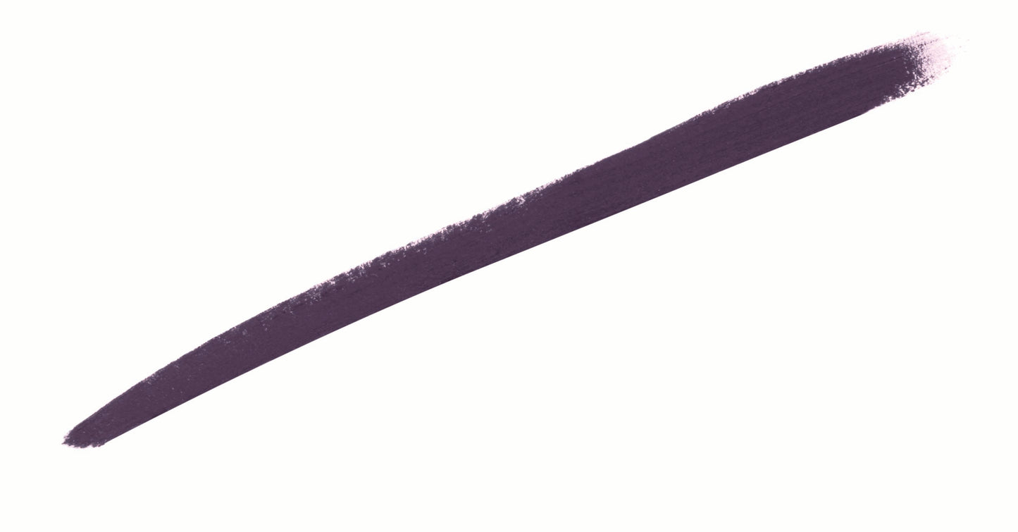 Deep plum Mystikol® Powdered Eyeliner swatch on white background, showcasing its versatile wet or dry application for soft or intense eye looks.