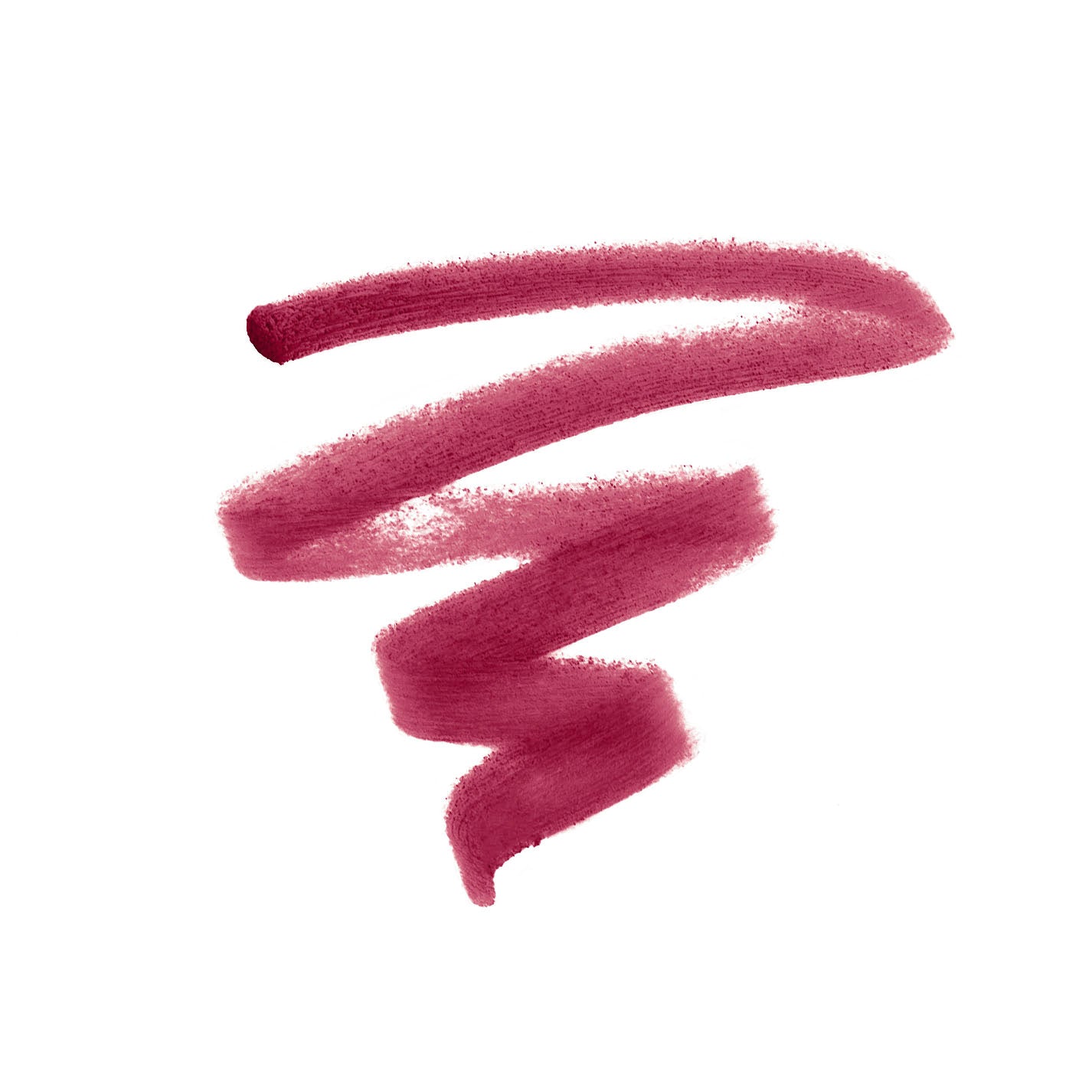 Lip Pencil swatch: a deep rose brush stroke on white, illustrating the creamy, precise application and long-wearing, natural finish of this clean beauty product.