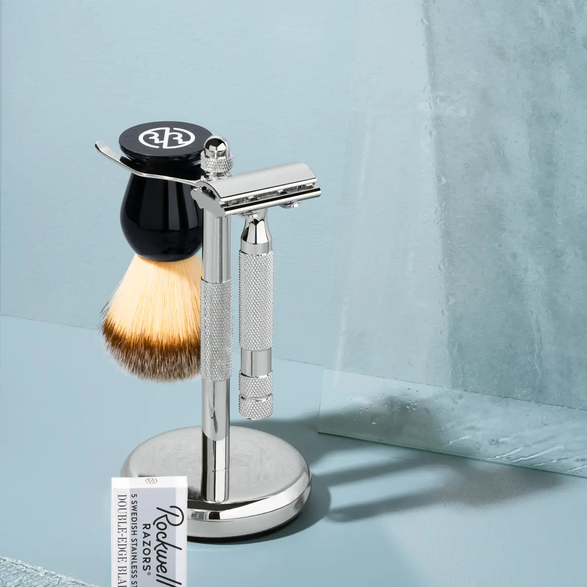 2C Safety Razor & Shaving Brush 3 Piece Gift Set